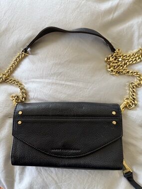 Aimee Kestenberg Black Leather Crossbody with Gold Chain